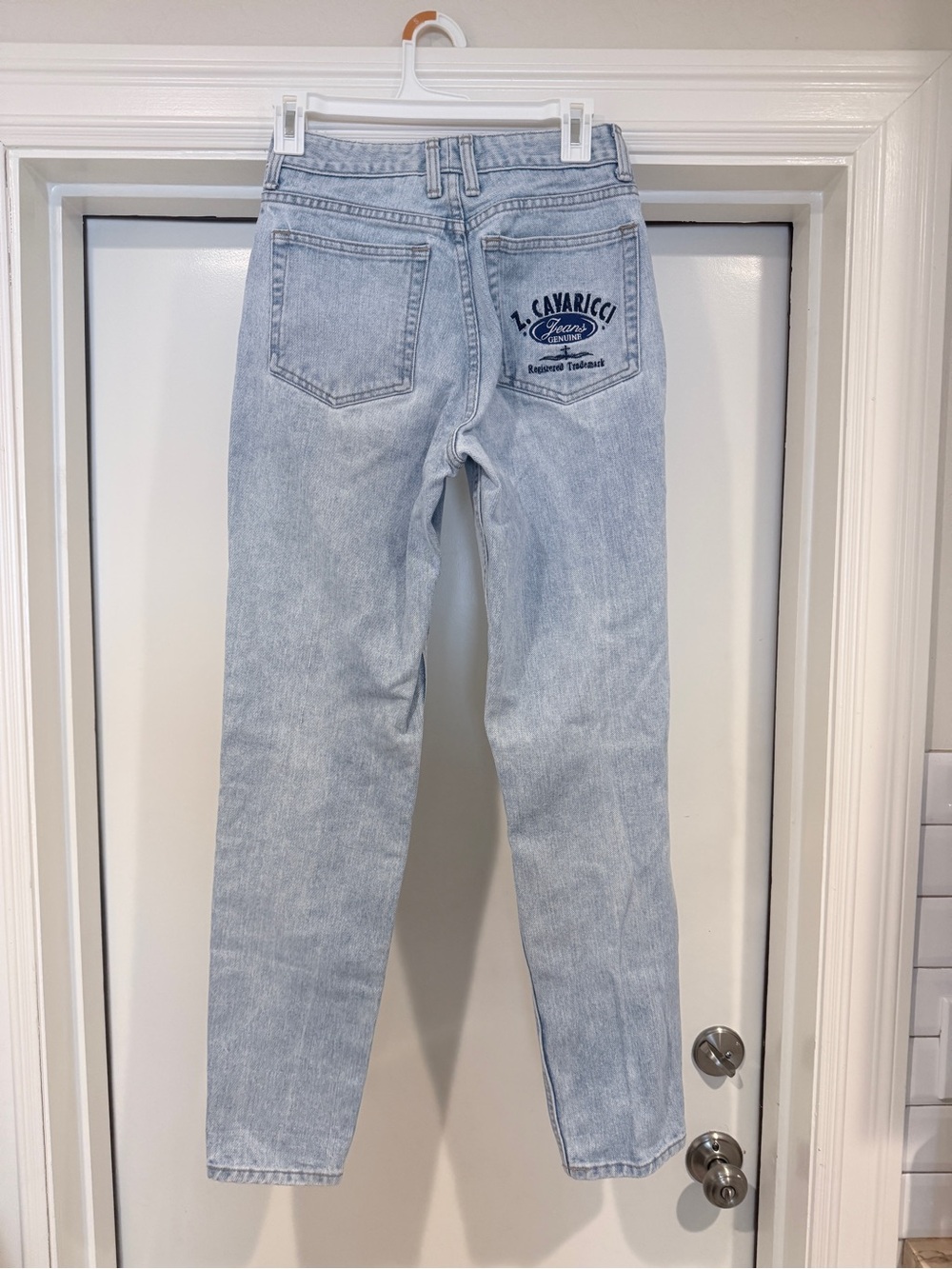 Z. Cavaricci Light Wash Straight Leg Jeans with Back Pocket Logo